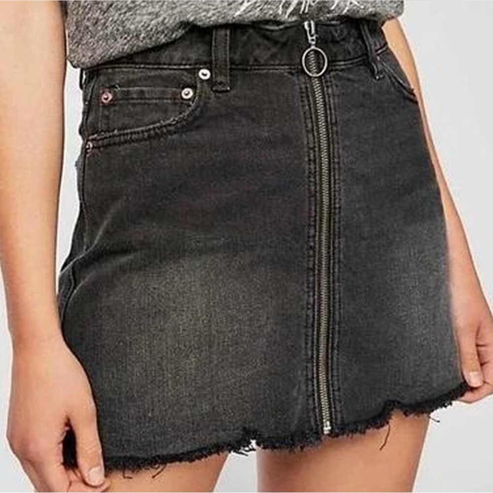 Free People Charcoal Zipper Mini Skirt